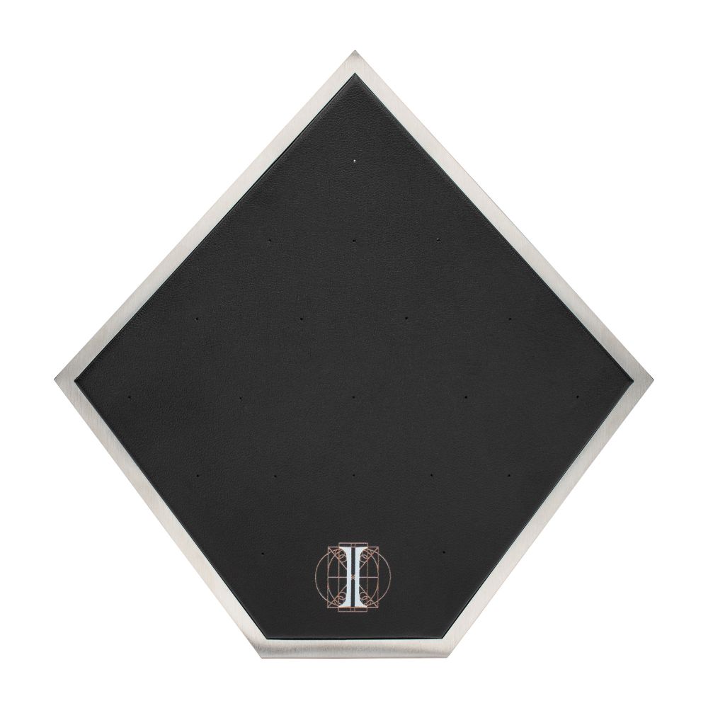 Brushed Titanium Prism Frame on Black Leatherette with 20-Pin Hole Empty Display Stand for Titanium Threadless Threaded Tops