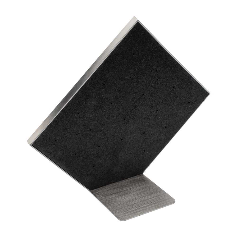 Brushed Titanium Prism Frame on Black Leatherette with 20-Pin Hole Empty Display Stand for Titanium Threadless Threaded Tops