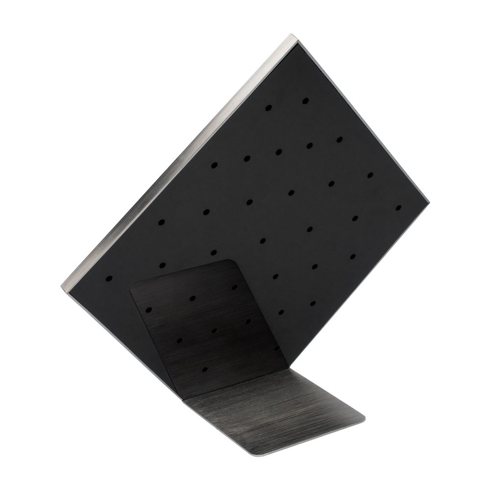 Brushed Titanium Prism Frame on Black Leatherette with 33-BJ Clip Hole Empty Display Stand for Titanium Jewelry