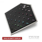 Brushed Titanium Prism Frame on Black Leatherette with 33-Pin Hole Empty Display Stand for Titanium Threadless Threaded Tops
