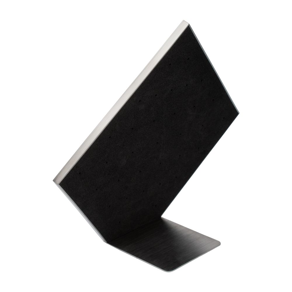 Brushed Titanium Prism Frame on Black Leatherette with 33-Pin Hole Empty Display Stand for Titanium Threadless Threaded Tops