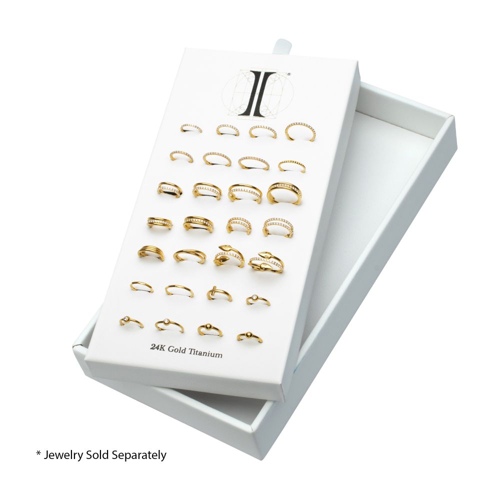 28 Hole White Leatherette Pad for 24Kt Gold PVD Titanium Hinged Segment Clickers