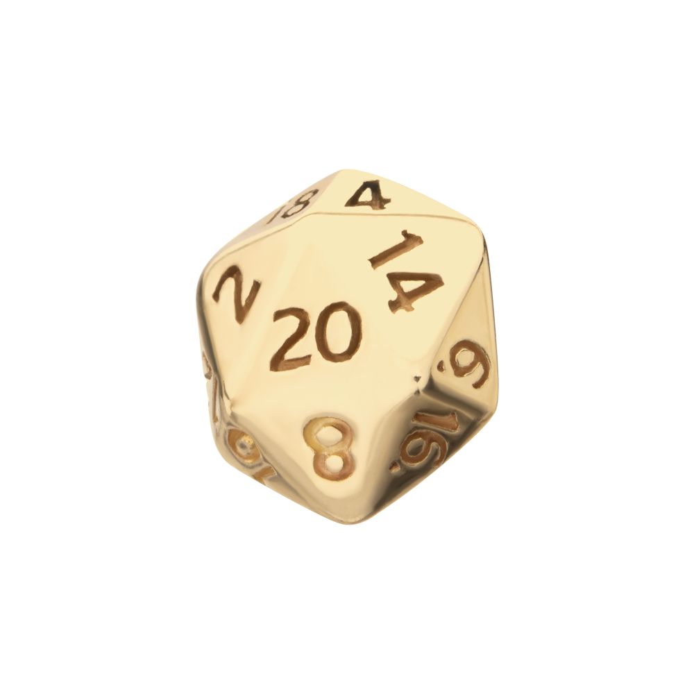14Kt Gold Dungeons & Dragons 3D Flat Back Dice Threadless Top