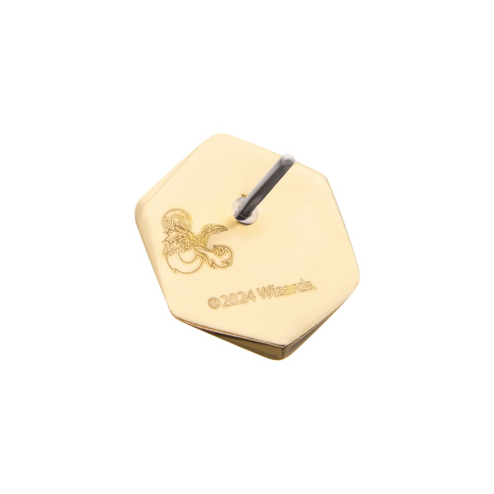 14Kt Gold Dungeons & Dragons 3D Flat Back Dice Threadless Top