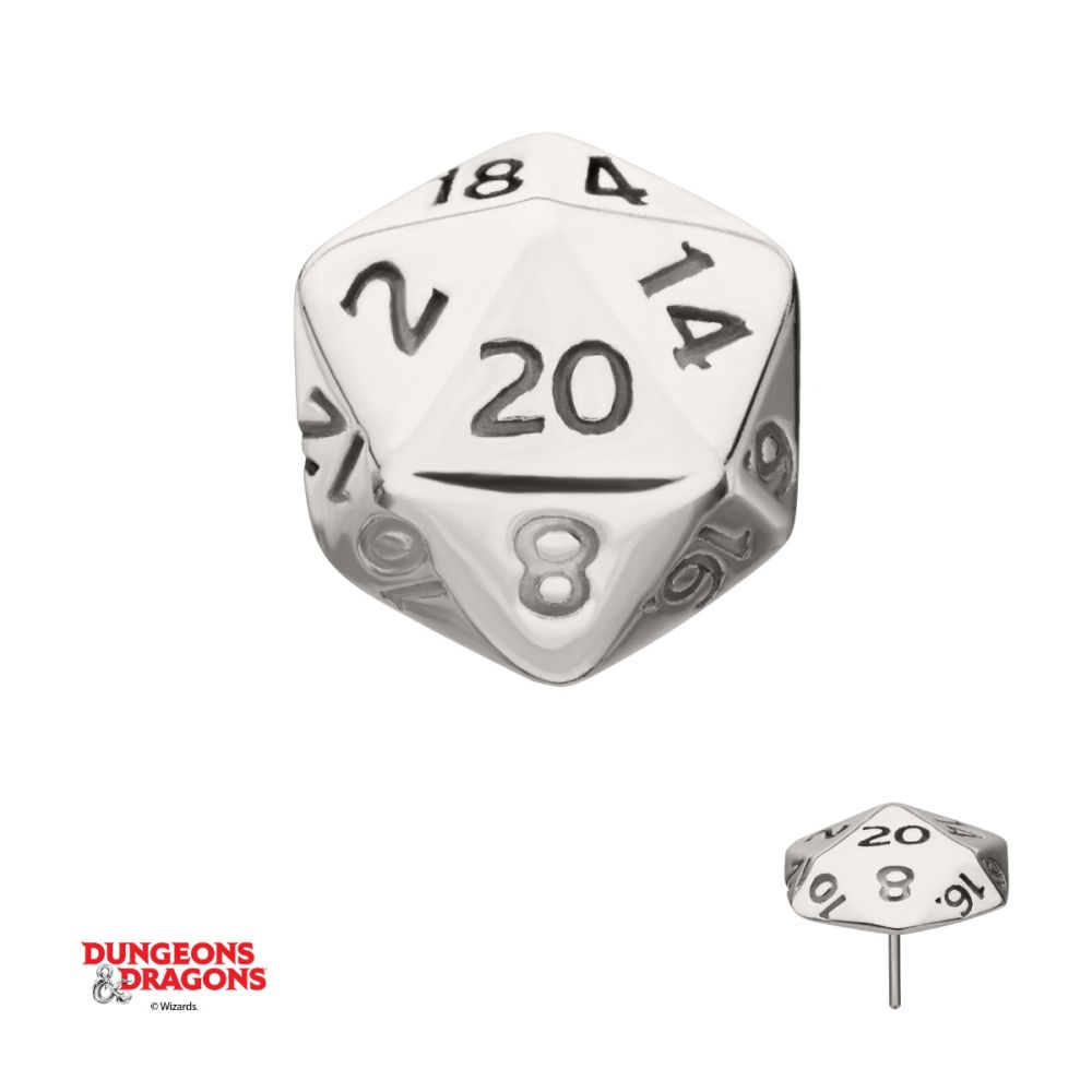 Titanium Dungeons & Dragons 3D Flat Back Dice Threadless Top