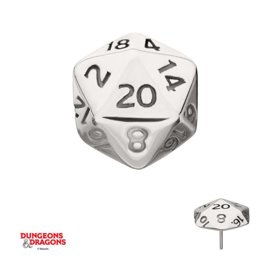 Titanium Dungeons & Dragons 3D Flat Back Dice Threadless Top