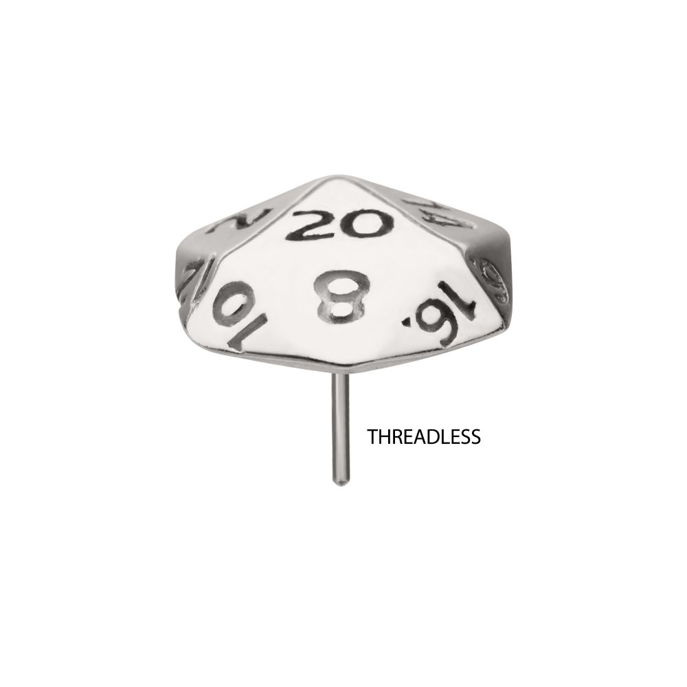 Titanium Dungeons & Dragons 3D Flat Back Dice Threadless Top