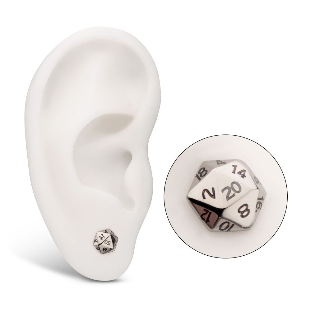 Titanium Dungeons & Dragons 3D Flat Back Dice Threadless Top