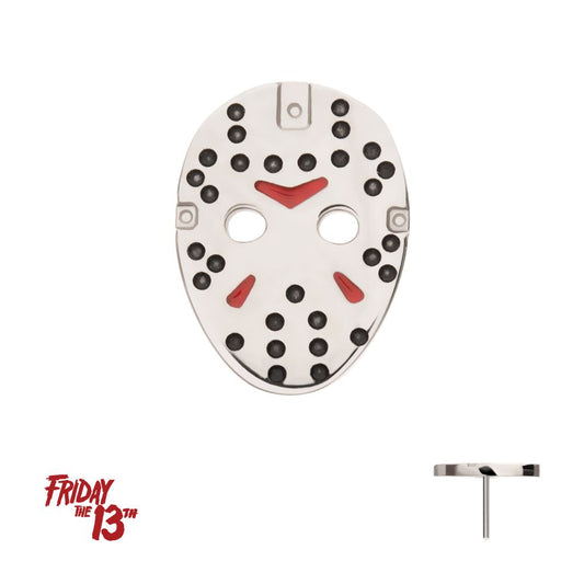 Titanium-Threadless Enamel Friday The 13th Jason Mask Top