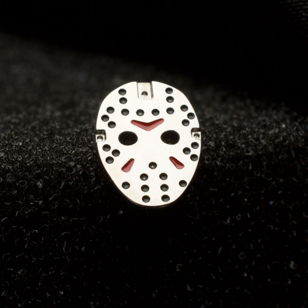 Titanium-Threadless Enamel Friday The 13th Jason Mask Top