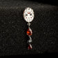 Titanium Threadless Enamel Friday The 13th Jason Mask Top with Garnet / Black Gem Dangle