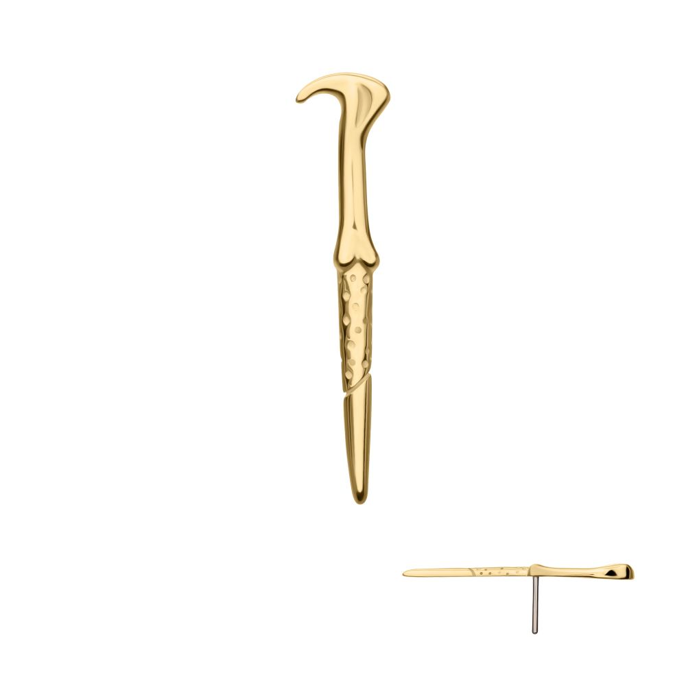 14Kt Gold Harry Potter Lord Voldemort Wand Threadless Top