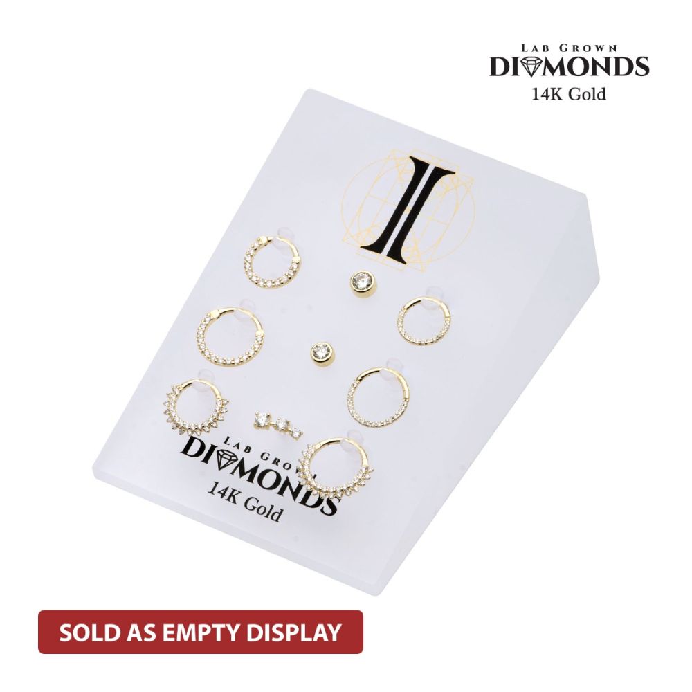 9 Hole Frosted Matte Finish Acrylic Display for 14Kt Gold Lab-Grown Diamonds