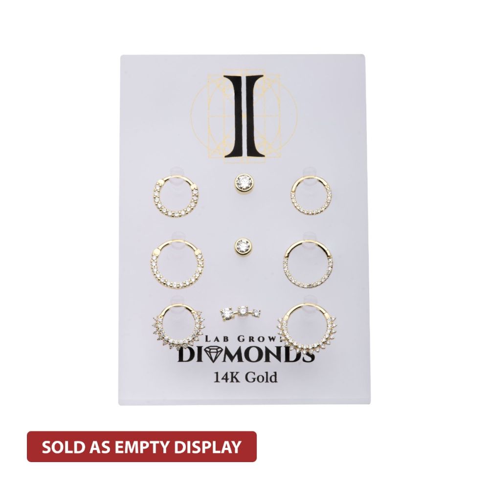 9 Hole Frosted Matte Finish Acrylic Display for 14Kt Gold Lab-Grown Diamonds