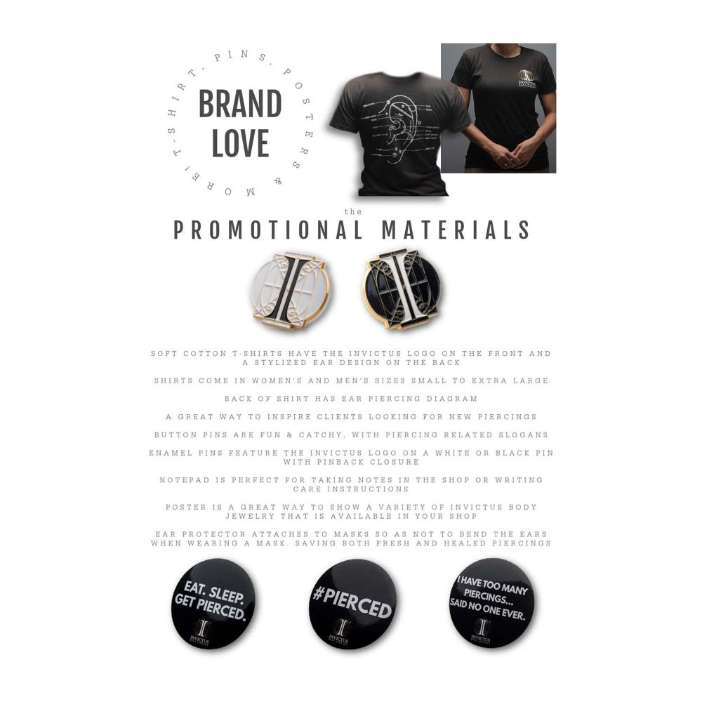 Women's Soft Cotton T-Shirt with Invictus Logo on front and an Ear Piercing Diagram at the back