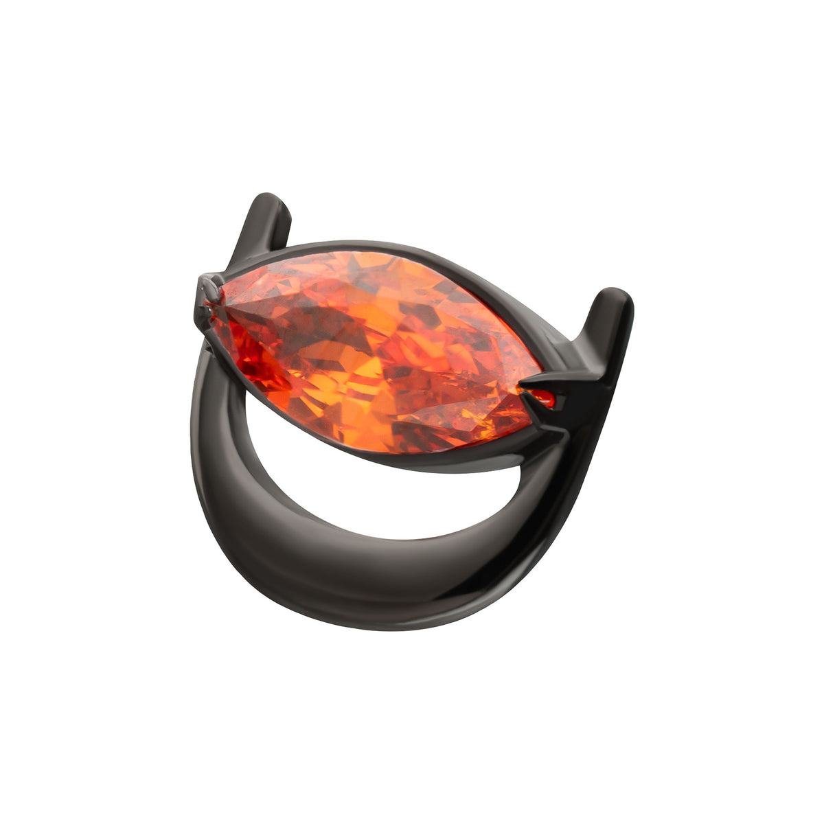 Black PVD Titanium Threadless Lord of the Rings Eye of Sauron Gem Top