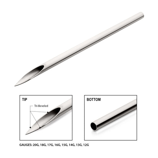 Tri-Beveled Ultra-Sharp Tips Uncoated Piercing Needles (100 needles per box)