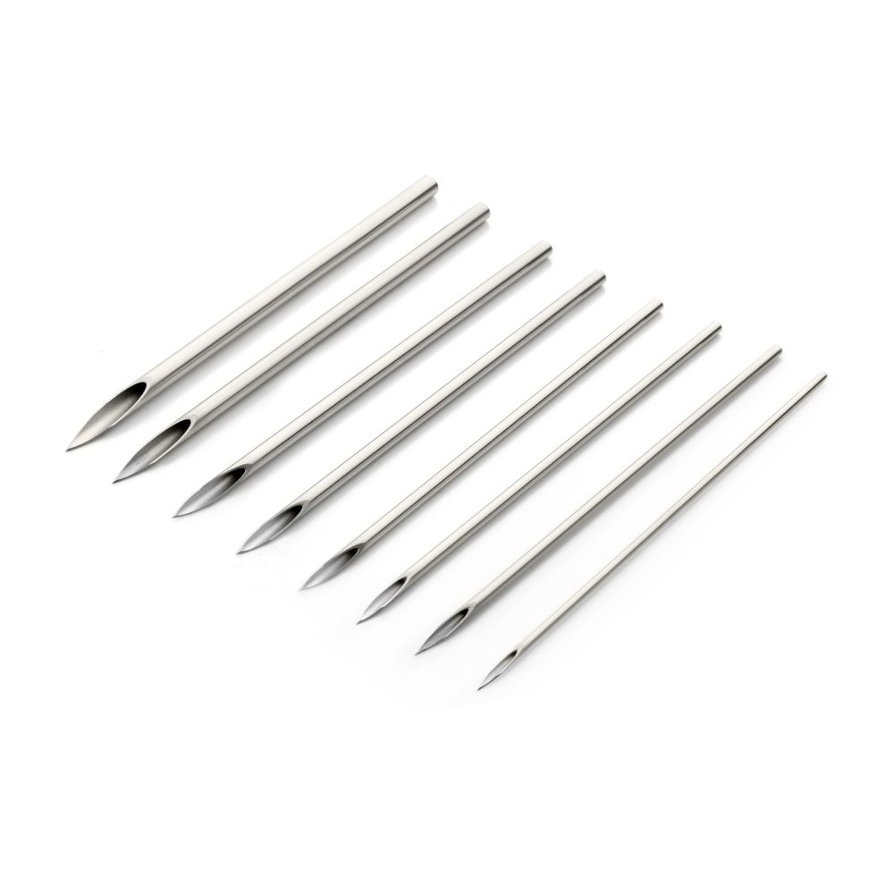 Tri-Beveled Ultra-Sharp Tips Biomedical-Grade Silicone Coated Piercing Needles (100 needles per box)