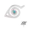 Titanium Threadless Naruto Shippuden Hidden Leaf Village Logo Bezel Set Aqua Gem Top