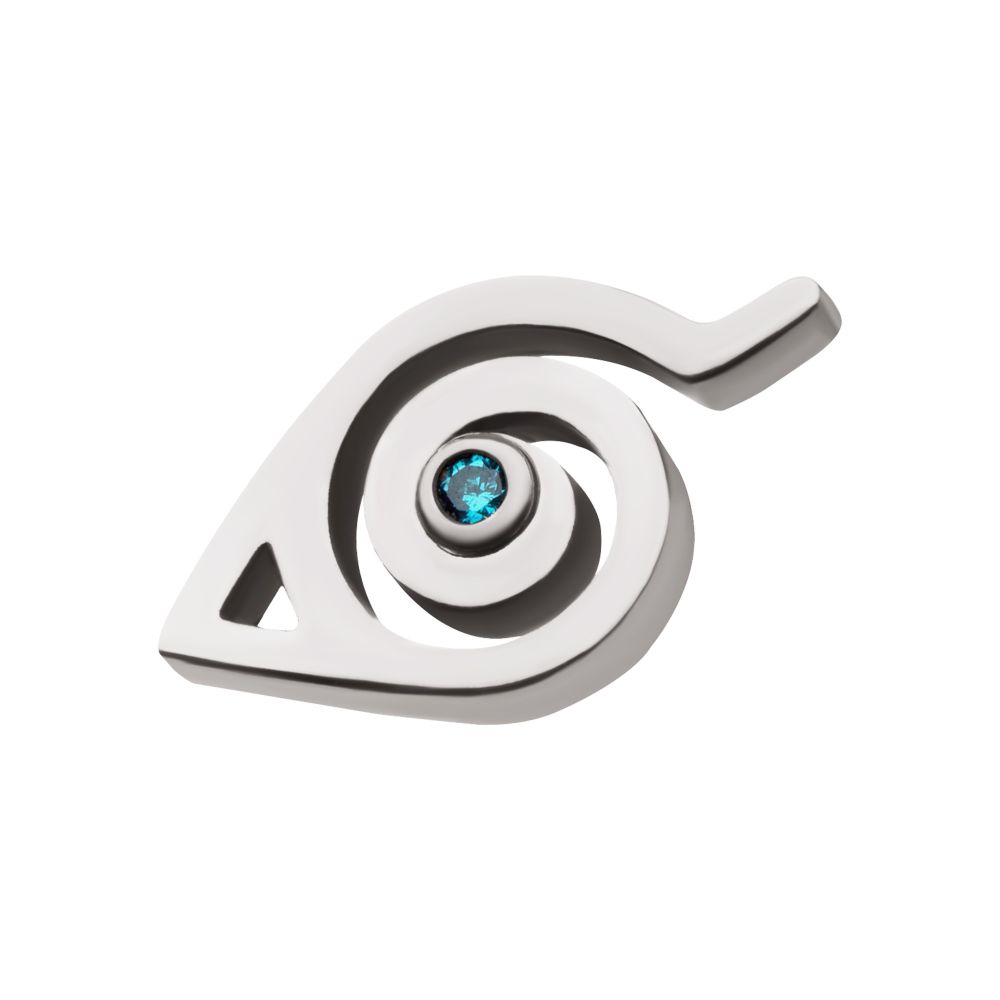 Titanium Threadless Naruto Shippuden Hidden Leaf Village Logo Bezel Set Aqua Gem Top