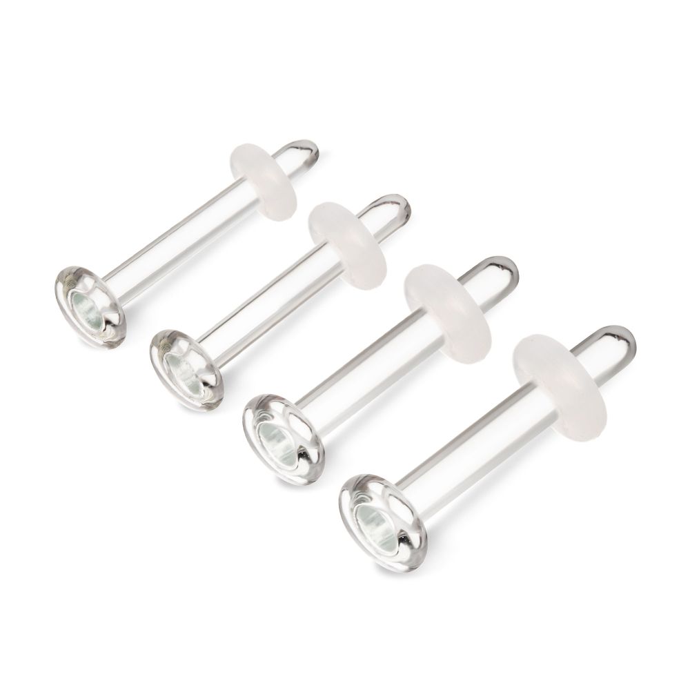 Glass Labret Retainer with Clear Silicone O-Ring