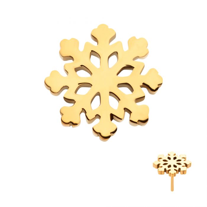 24Kt Gold PVD Titanium Threadless Snowflake Top