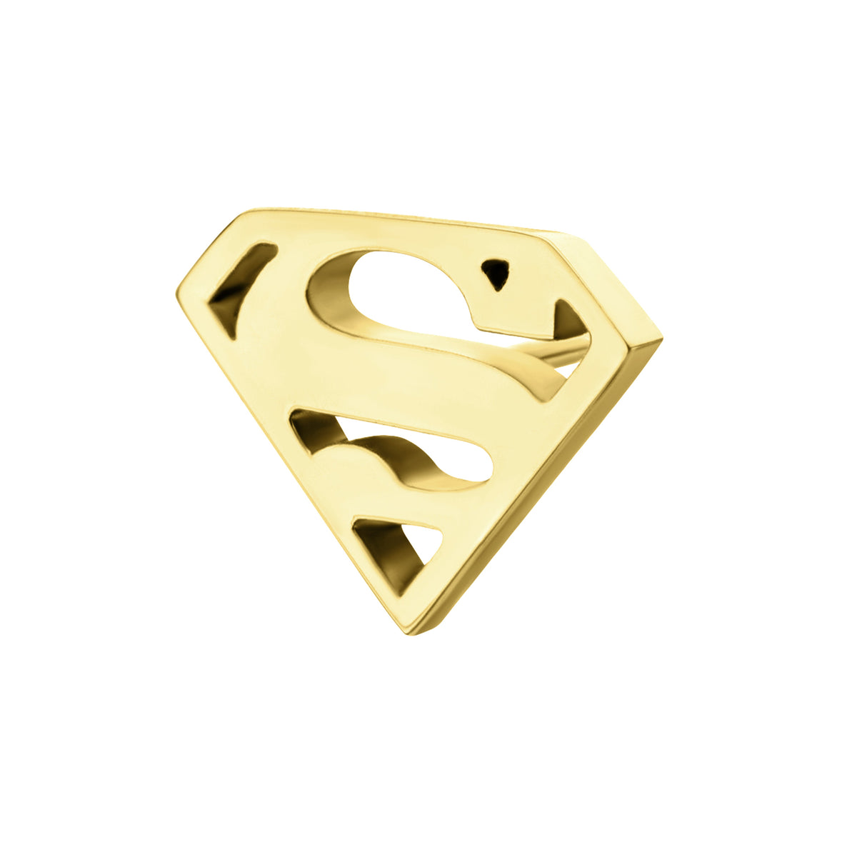 24kt Gold PVD Titanium Threadless DC Comics Superman Logo Top