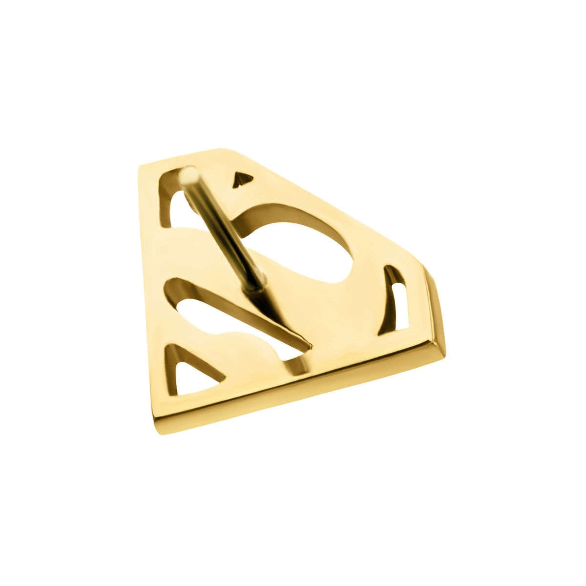 24kt Gold PVD Titanium Threadless DC Comics Superman Logo Top