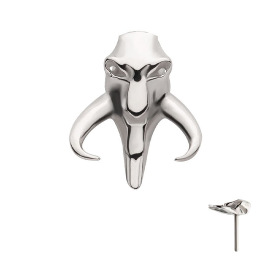 14Kt White Gold Star Wars The Mandalorian Mythosaur Threadless Top