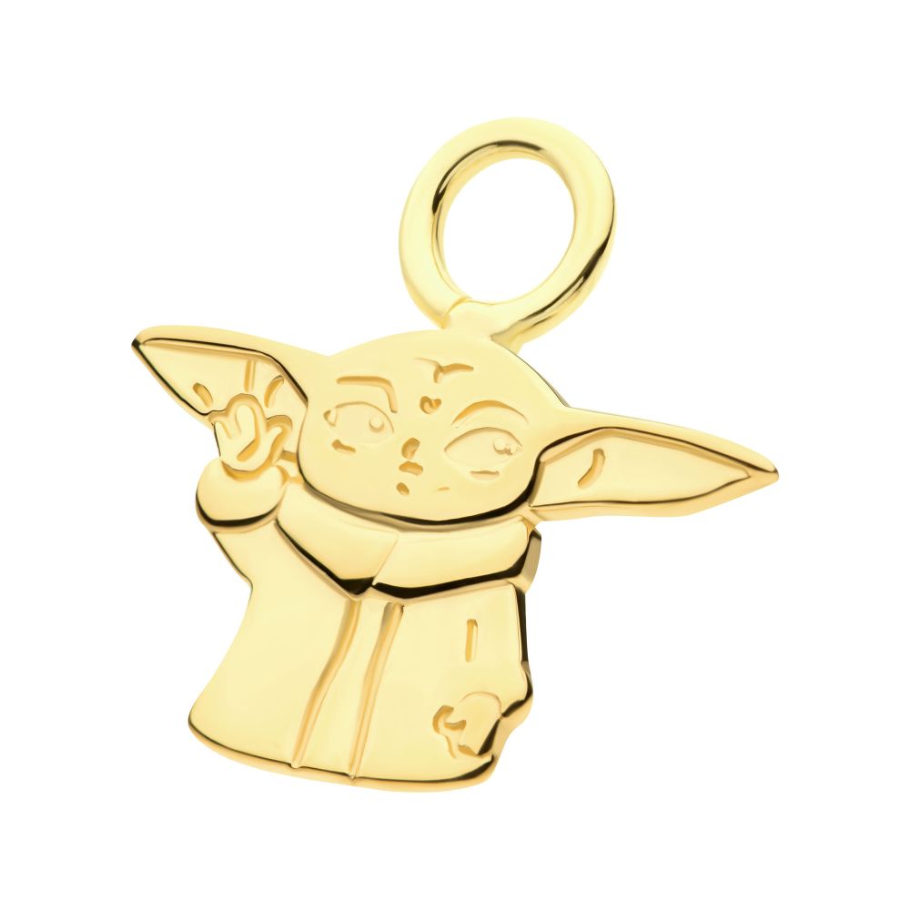 14Kt Yellow Gold Star Wars Grogu The Mandalorian Baby Yoda Charm
