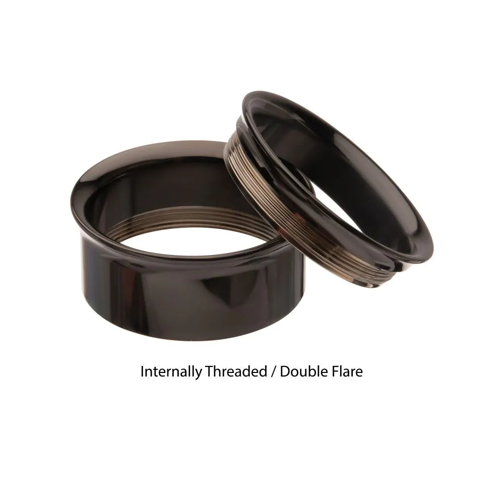 Black PVD Titanium Internally Threaded Double Flare Basic Tunnel | Sold by piece