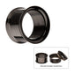 Black PVD titanium internally threaded double flare tunnel.