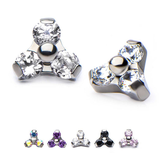 Titanium Internally Threaded Pronged Round CZ Trinity Top