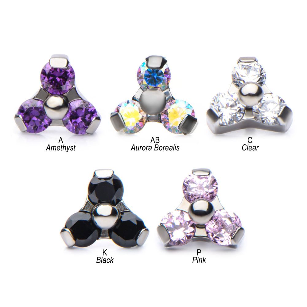 Titanium Internally Threaded Pronged Round CZ Trinity Top