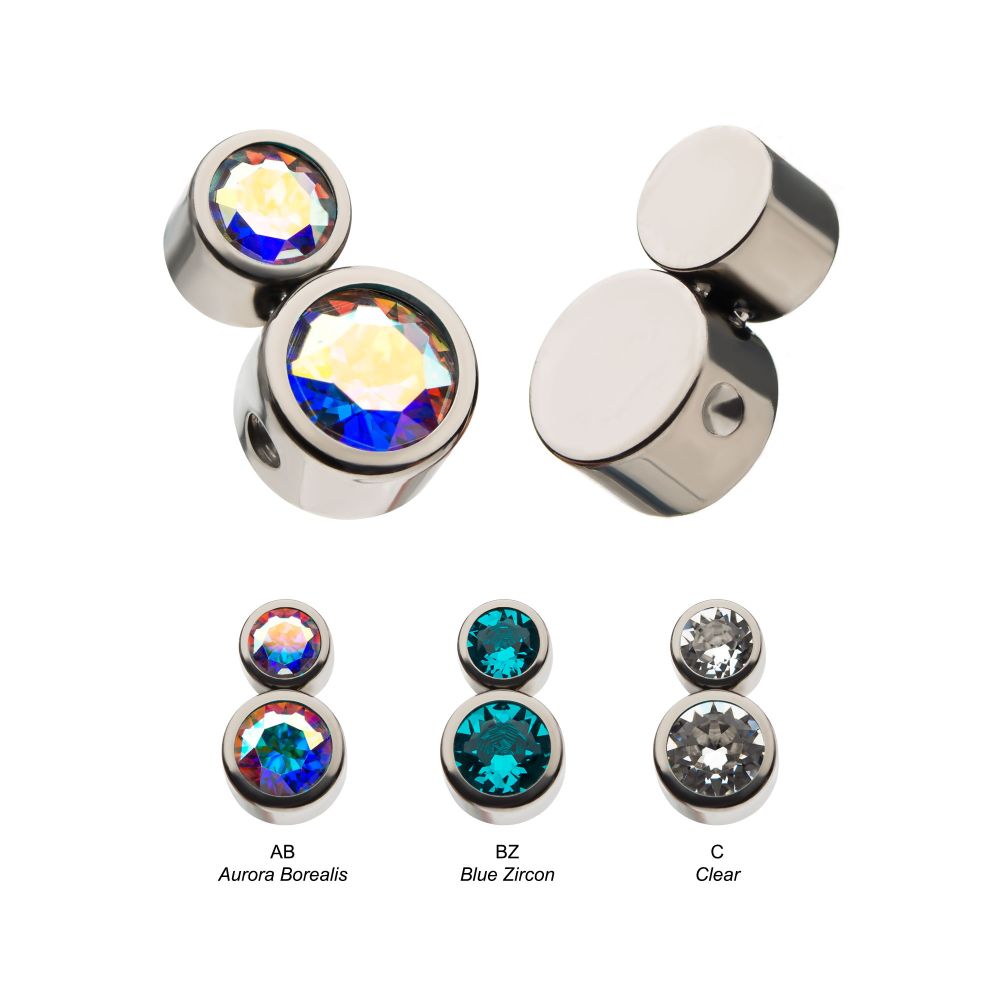 Titanium 2-Bezel Set Swarovski Crystal Cluster Dimple Bead