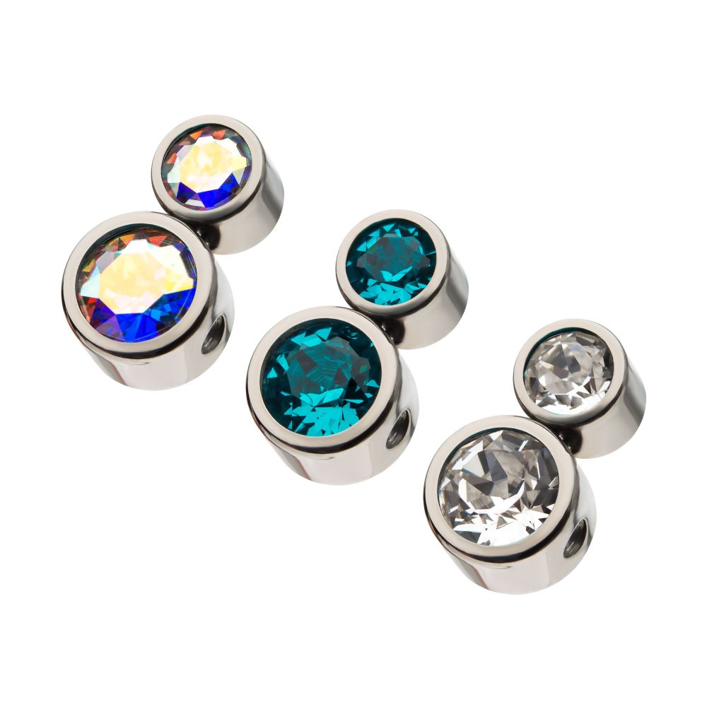 Titanium 2-Bezel Set Swarovski Crystal Cluster Dimple Bead