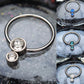 Titanium 2-Bezel Set Synthetic Opal Cluster Dimple Bead