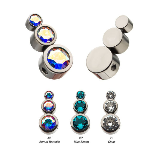 Titanium 3-Bezel Set Swarovski Crystal Cluster Dimple Bead