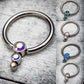 Titanium 3-Bezel Set Swarovski Crystal Cluster Dimple Bead