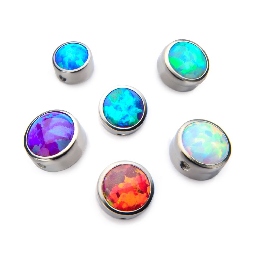 Titanium Bezel Set Synthetic Opal Replacement Dimple Beads