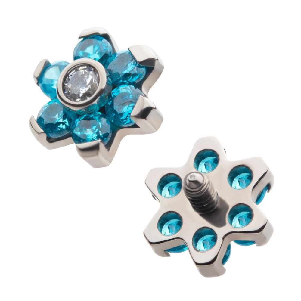 Titanium Internally Threaded with Prong Set 7 CZ Flower Top