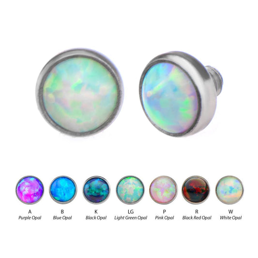 14g Titanium Internally Threaded Bezel Set Synthetic Opal Disc