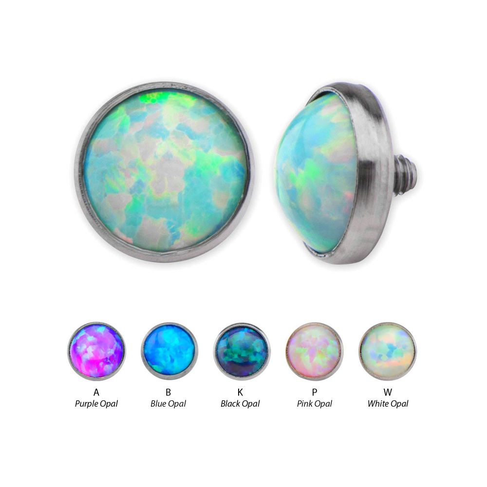 16g Titanium Internally Threaded Bezel Set Synthetic Opal Disc