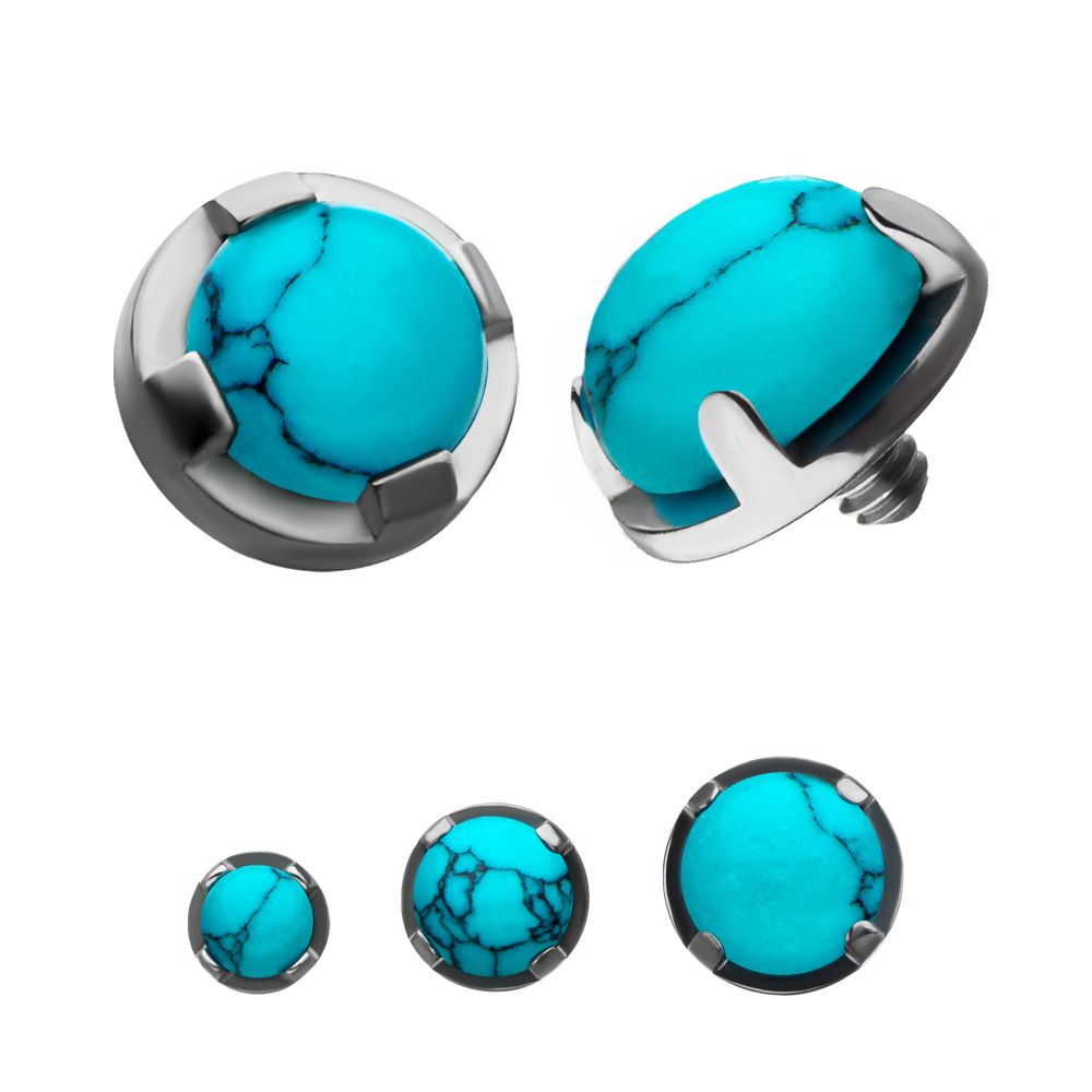 Titanium Internally Threaded Prong Set Turquoise Tops