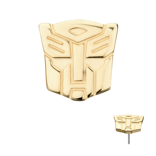 14Kt Yellow Gold Transformers Autobot Logo Threadless Top