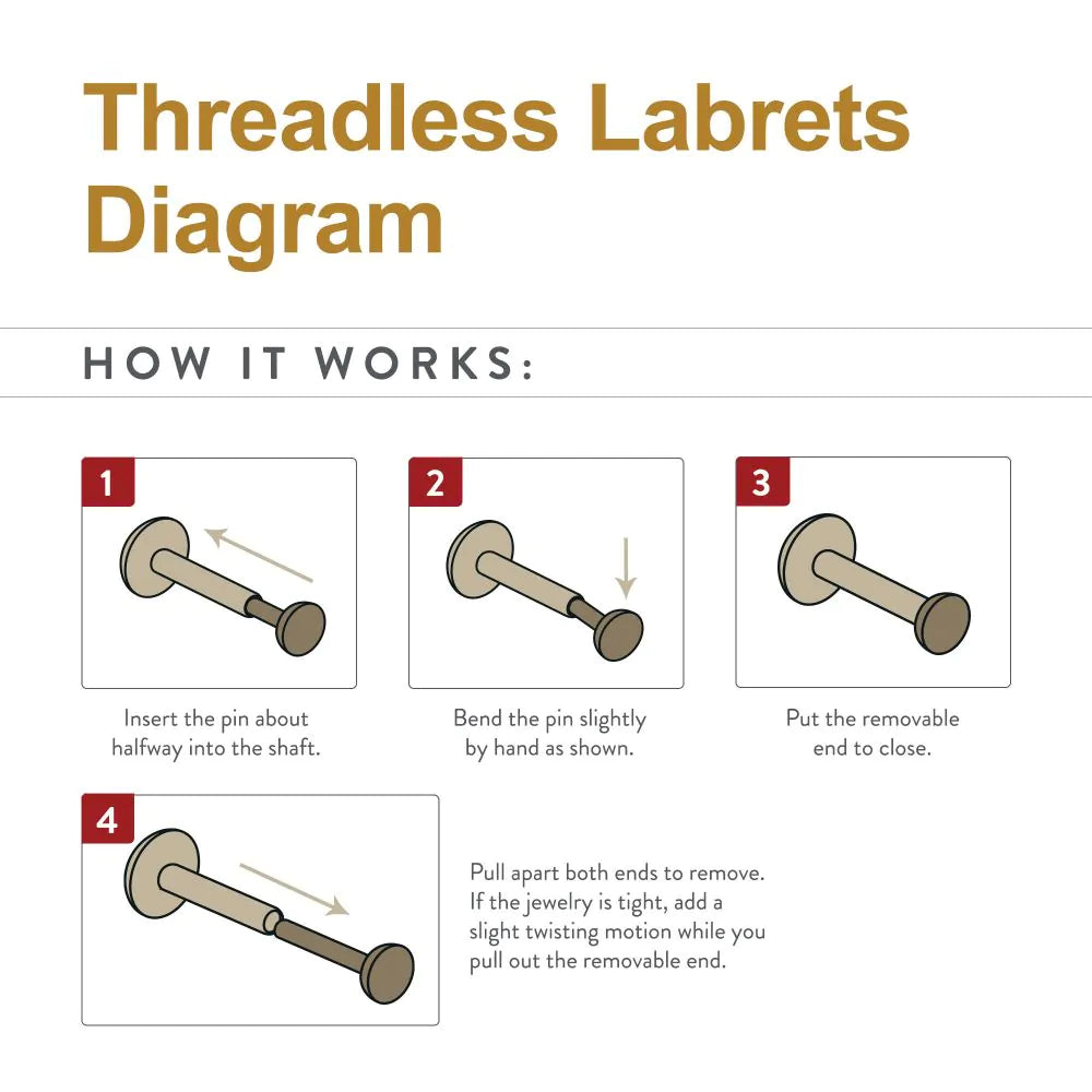 Titanium Threadless High Polish Mirror Finish 4mm Dome Labret Base