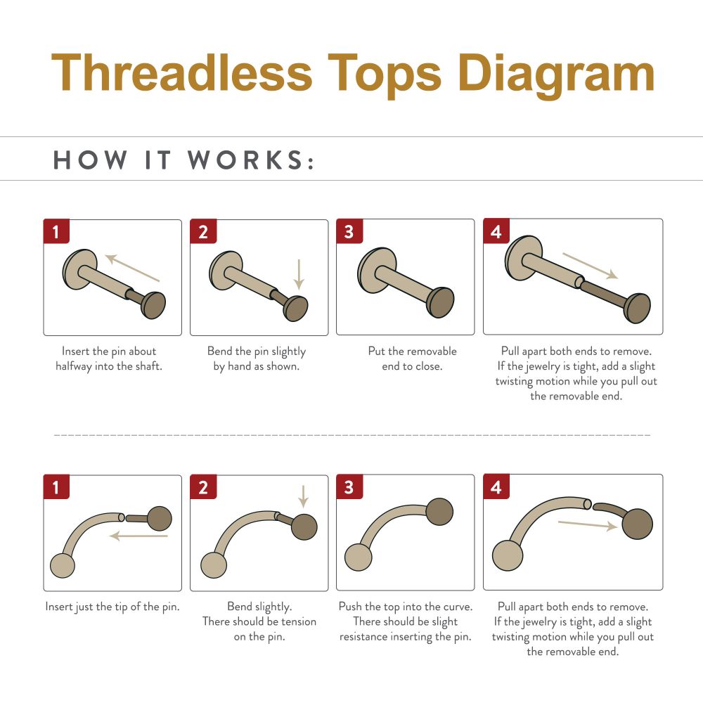 24Kt Gold PVD Titanium Threadless Hidden Helix Curved Bar Top with 5-Chain Bezel Gem Dangle