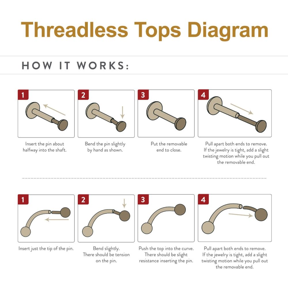 24KT-Gold PVD Titanium Threadless with Ball Top
