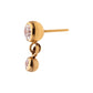 24Kt Gold PVD Titanium Threadless Double Bezel Set CZ Dangle Top