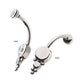 Titanium Internally Threaded with Tri Bead Bezel Set CZ Cluster Navel Curve